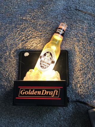 Michelob Golden Draft Light Beer Bottle On Ice Vtg Lamp Light Bar Sign 11”