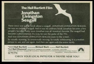 1974 Jonathan Livingston Seagull Movie Release Vintage Print Ad