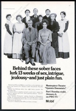 1974 Upstairs Downstairs Tv Show Cast Photo Pbs Mobil Vintage Print Ad
