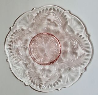 Large Vintage Pink Depression Glass Cake Plate Serving Platter 12 inch Diameter 2