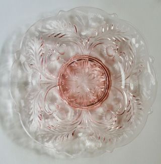 Large Vintage Pink Depression Glass Cake Plate Serving Platter 12 inch Diameter 3