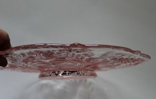 Large Vintage Pink Depression Glass Cake Plate Serving Platter 12 inch Diameter 4