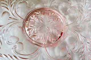 Large Vintage Pink Depression Glass Cake Plate Serving Platter 12 inch Diameter 6