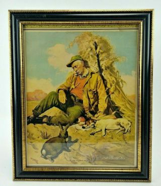 J Walter Wilkinson " His Favorite Sport " Vintage Art Print Hunter & Dog Hunting