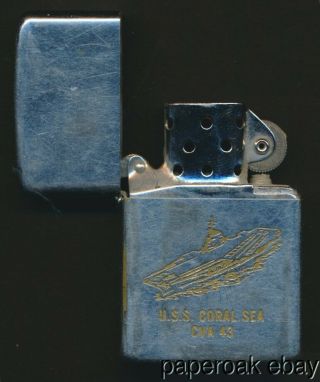 Vintage Zippo Lighter From U.  S.  S.  Coral Sea Cva 43