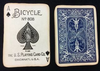 Antique Bicycle 808 Rider Back Playing Cards C1900 Vintage Uspc