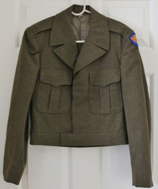 Vtg Ww2 Wool Eisenhower Jacket With Patch - Olive Drab - 36r - Euc