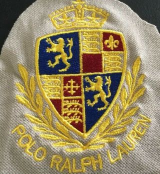 Polo Ralph Lauren Sewn Patch Sewing Lion Crown Crest Patch Shield Rare Vintage
