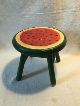 Vintage Painted Wooden Foot Stool,  Watermelon