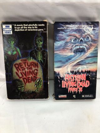 Set Of 2 Vhs Vintage Horror Cult Zombie Return Of The Living Dead 1 & 2,  Oop