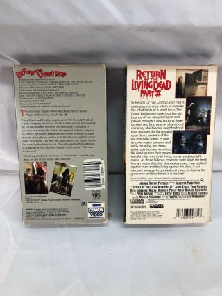 Set of 2 VHS Vintage Horror Cult Zombie Return Of The Living Dead 1 & 2,  OOP 2