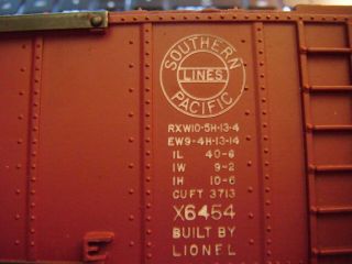 RARE VINTAGE LIONEL POSTWAR X6454 SOUTHERN PACIFIC SP LINES 96743 TRAIN BOXCAR 7