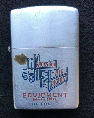 Rare Vintage 50’s Tracks For Air Rights Equipment Mfg Inc Detroit Zippo Lighter