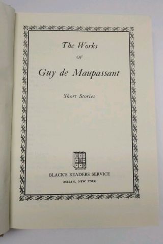The of Guy de Maupassant Black ' s Reader Service Vintage HC 3
