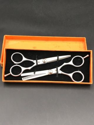 Vintage Barber Salon Hair Cutting Thinning Trimming Scissors Set