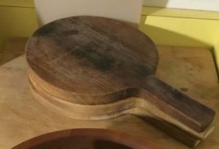 3 Vintage Round Wooden Cutting Boards Cheese Bread Pizza Baking 13.  25x8.  5