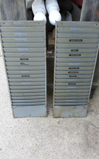 Vintage Metal Slotted Wall Mount Industrial File Organizer 21 Pocket Slate Gray