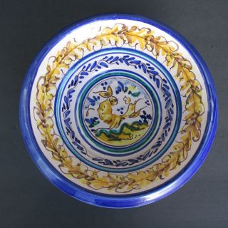 Lovely Vintage Sevilla Pottery Bunny Bowl 8.  5 Inch Artsy Hipster Colorful