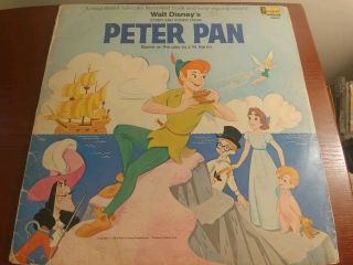 Walt Disney Peter Pan Vintage Vinyl Record And Book 1969 Rare