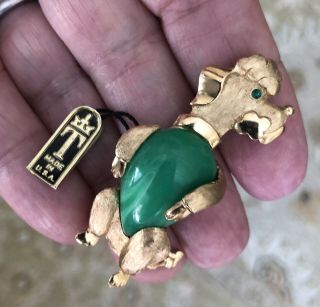 Fab Vintage Crown Trifari Jelly Belly Poodle Pin W Orig Tags