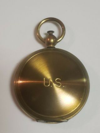 Vintage Wwii World War 2 Us Army Military Brass Pocket Compass Waltham