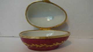 Vintage Limoges Hand Painted With Flowers Trinket Box Egg Shape. 2
