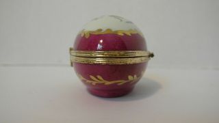 Vintage Limoges Hand Painted With Flowers Trinket Box Egg Shape. 3