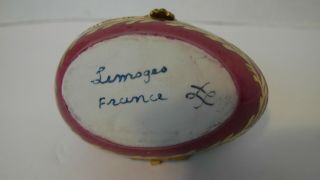 Vintage Limoges Hand Painted With Flowers Trinket Box Egg Shape. 5