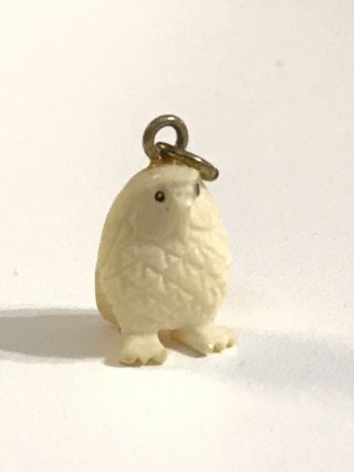 Vintage Carved Buffalo Bone Wise Old Owl Bird Charm Pendant For Necklace