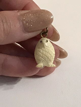 Vintage Carved Buffalo Bone Wise Old Owl Bird Charm Pendant for Necklace 2