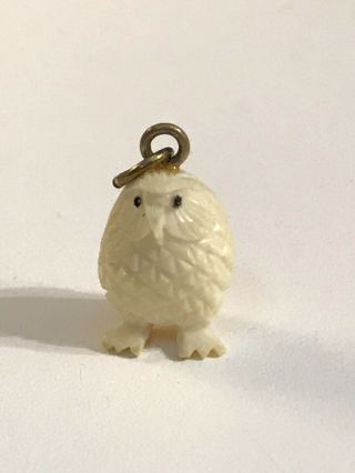 Vintage Carved Buffalo Bone Wise Old Owl Bird Charm Pendant for Necklace 3