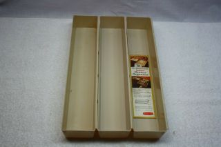 (3) Vintage Rubbermaid Almond Interlocking Utensil Drawer Organizing Tray 2917