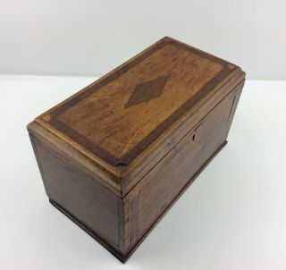 Antique Vintage Large Inlayed Oak Wooden Box With Two Compartment.