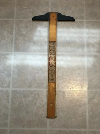 Vintage Frederick Post Drafting T Square 24 " Wood Clear Edge W/ Conversion Chart