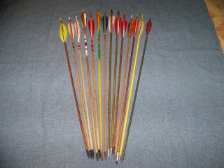 14 Vintage Wood Arrows Longbow Recurve Bow Bow Archery