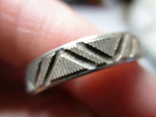 Sterling Silver 925 Estate Vintage Mens Geometric Etched 5mm Band Ring Size 10