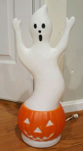 Vintage General Foam Plastics Usa Halloween Ghost Pumpkin Blow Mold 21 " Tall