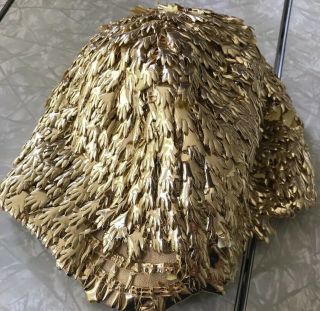 Vintage White & Gold Feathered Rubber Textured Latex Bathing Swim Caps And Bag