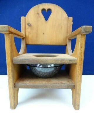 Vintage Wood Potty Seat Toilet Chair W/chamber Pot Baby Toddler