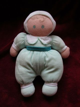 Vintage 1997 Discovery Toys 1044 Pastel Green Doll Lovey Rattle Baby Plush