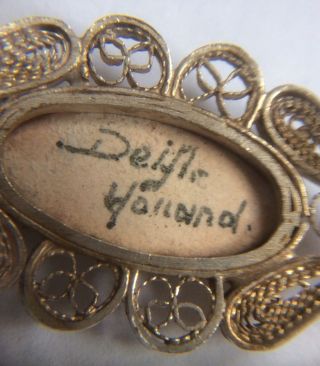 Antique vintage Dutch Delftware and filigree solid silver bracelet. 3