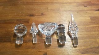 5 Vintage Crystal Glass Decanter Liquor Bottle Stoppers Tops Bar