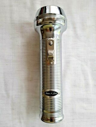 Vintage Sears Best Flashlight 7 1/4 " Magnetic Chrome Plated Flashlight