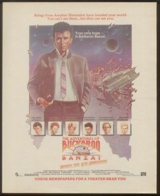 1984 The Adventures Of Buckaroo Bonzai Movie Release Vintage Print Ad