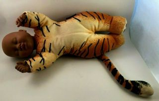 Vintage 2000 Anne Geddes Baby Doll Tiger Baby African American 15 " Long