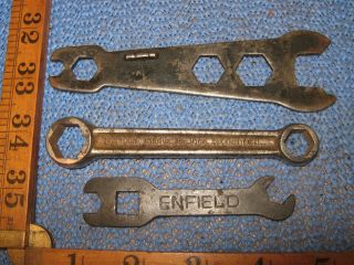 3x Vintage Royal Enfield Cycle Co Reddich Motorcycle Spanner Wrench Tool Kit