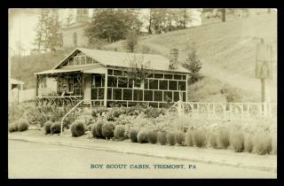 Vintage Boy Scout Cabin Rppc Postcard 1920s Tremont Pa