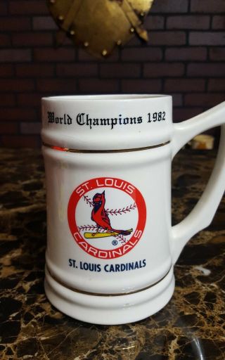 Vtg St.  Louis Cardinals " 1982 World Champions " Large Mug Stein 6 "