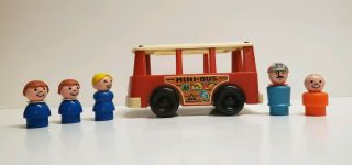 Vintage Fisher Price 1969 Mini Bus With 5 People
