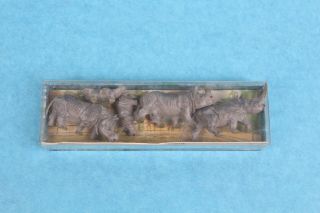 Vintage Merten Ho Scale Miniature Figures African Rhinoceros Family 756